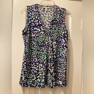 Dana Buchman size S. Blue and multi colored sleeveless blouse